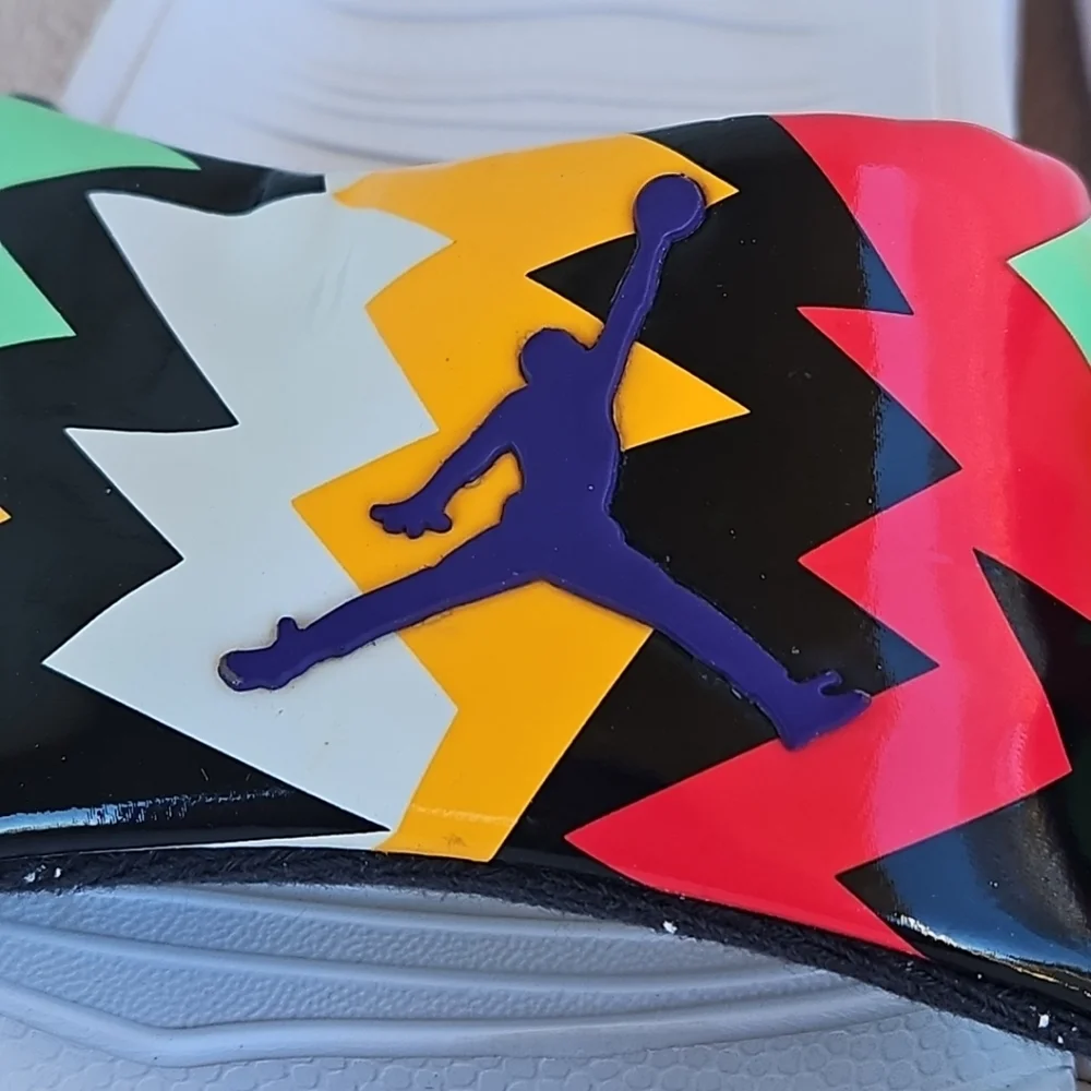 Nike Air Jordan Break Slide 4Y Fresh Prince Sandal CD5472-102 White Multi Color